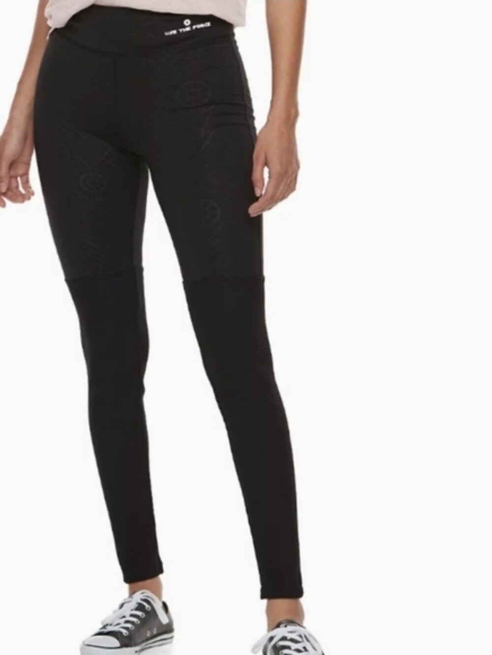 Star Wars Her Universe Black "Use The Force" Leggings Size Med Ribbed Panel Leg